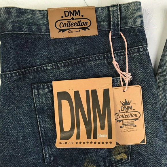 NWT - DNM Basket Weave Men's Slim Fit Distressed Mid Rise Blue Jeans - Size 36 - Picture 2 of 12